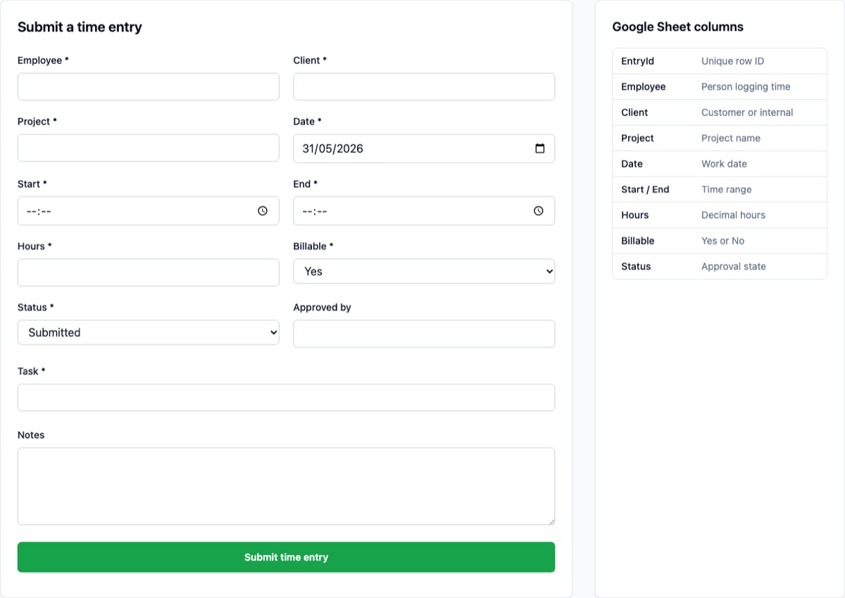 Timesheets Template
